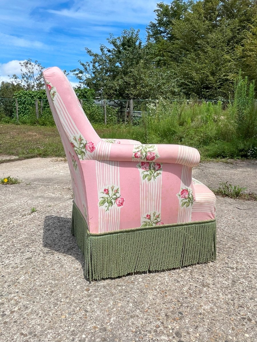 Napoleon III Pink Armchair In Very Good Condition, Very Well Made And Very Comfortable-photo-8