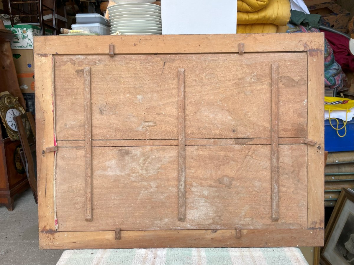 2 Embroidered Paintings & Frames With Catholic Motifs And Words In 1932, 99x74 Cm-photo-4