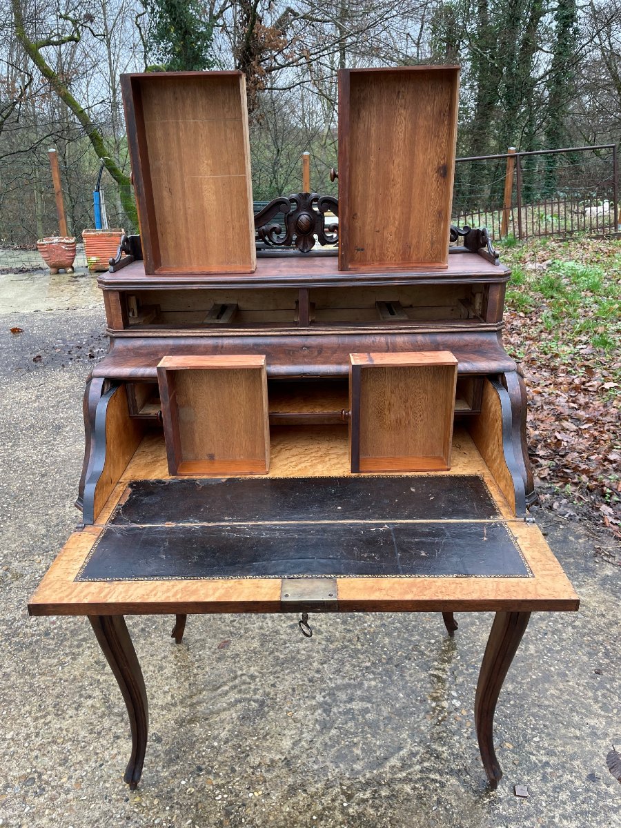 Bureau Napoléon III avec cuir et tiroirs du 19ème siècle-photo-6