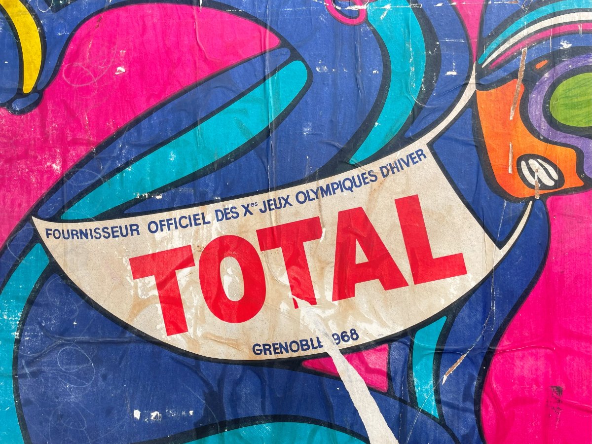 1968 Poster In The Olympic Wind Grenoble Total Official Supplier Of The 10th Games -photo-3