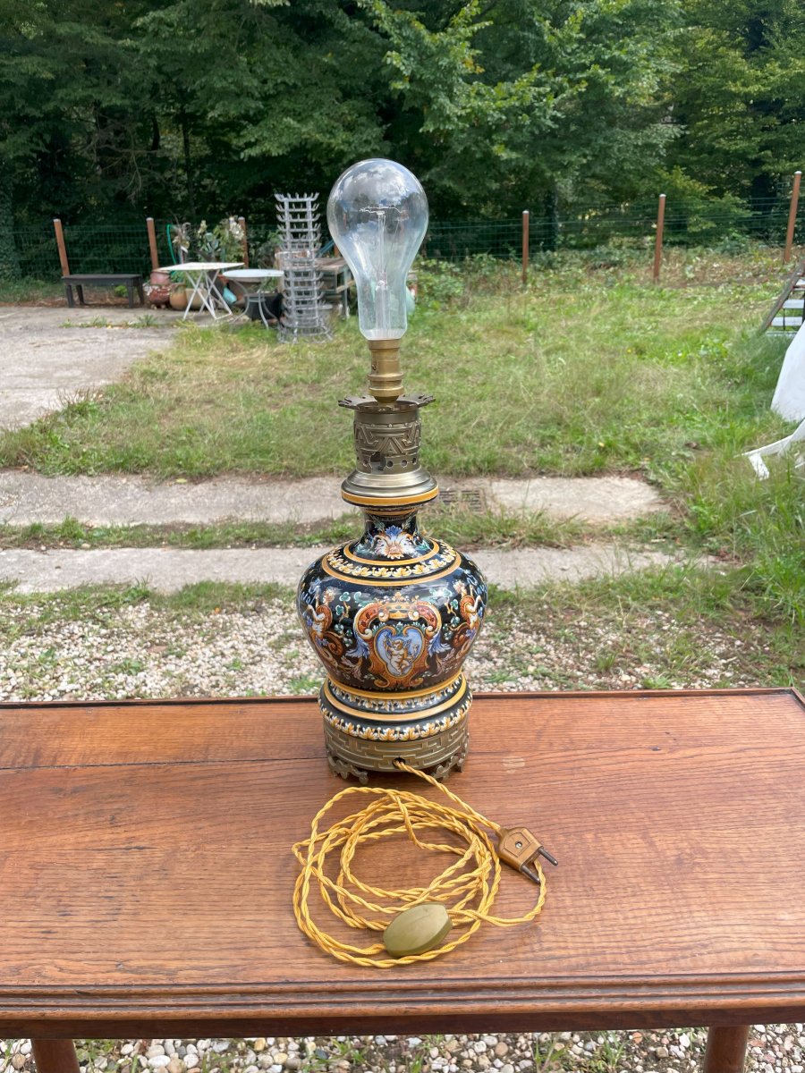 Earthenware And Bronze Lamp From Gien-photo-5