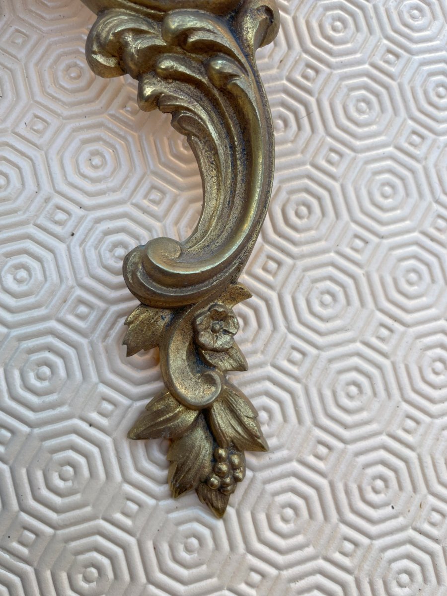 4 Appliques en bronze à 3 branches bon état style Louis XV-photo-7
