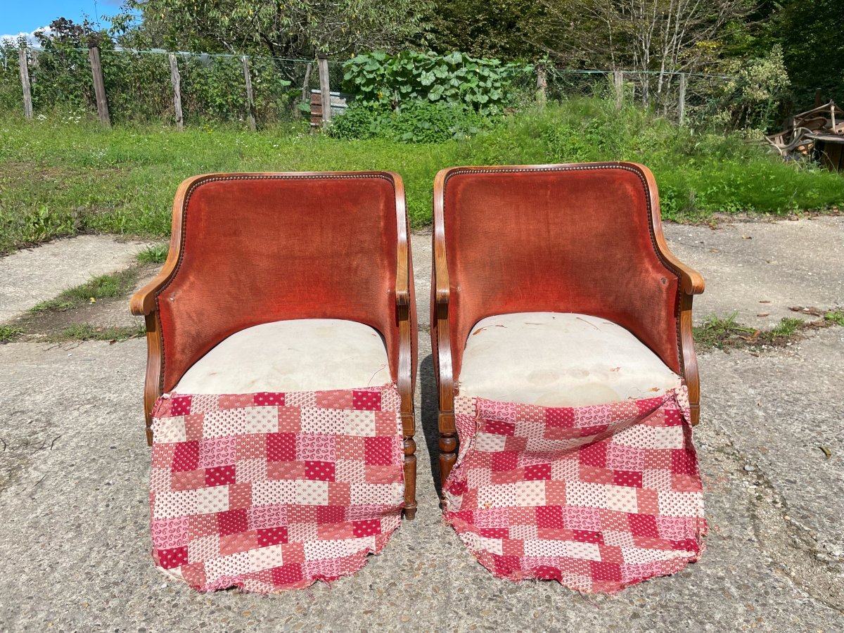 Paire de bergère 1930 style Louis XVI Art déco  -photo-6