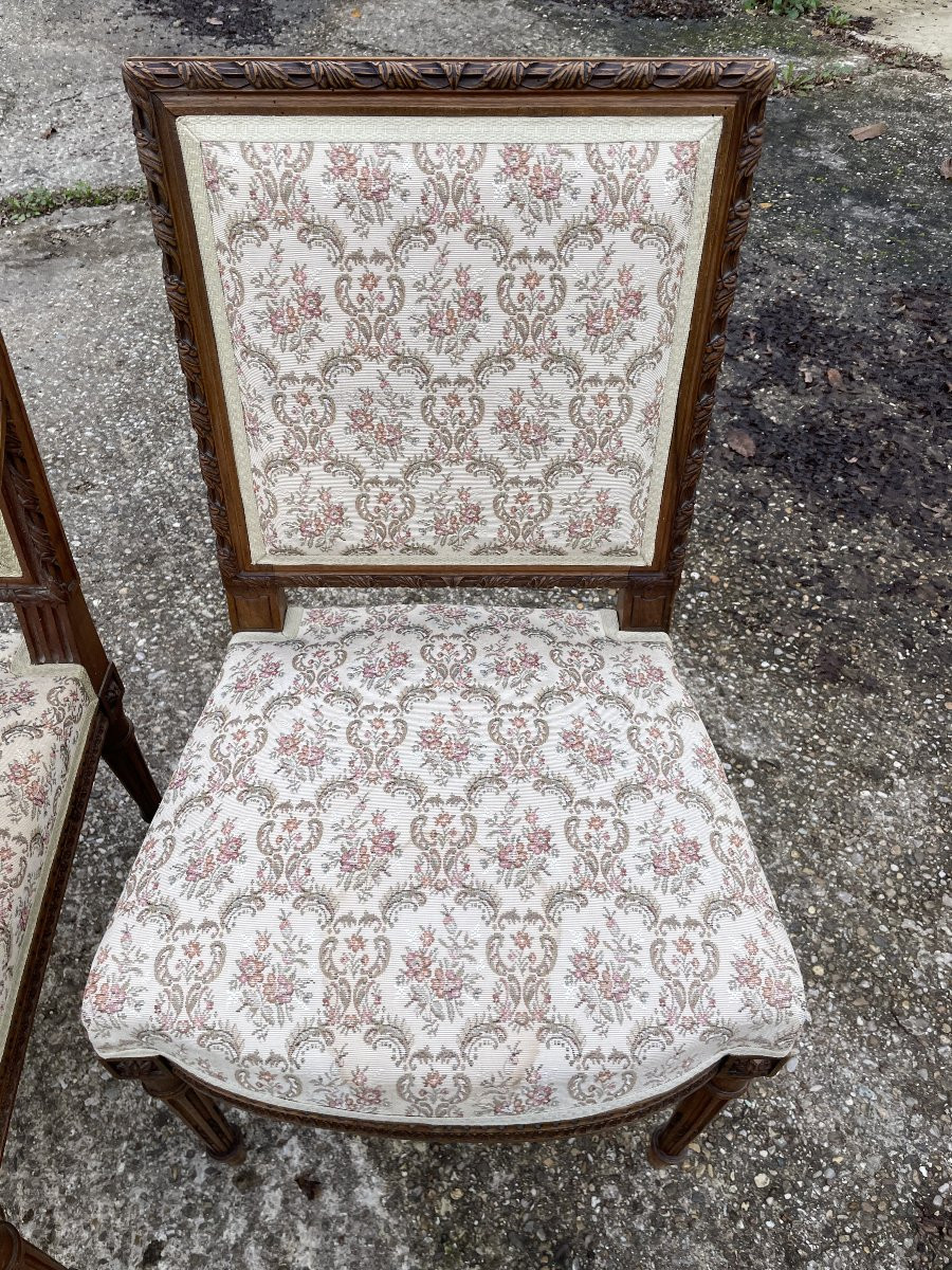 Banquette et 2 chaises style Louis XVI  en bon état-photo-4