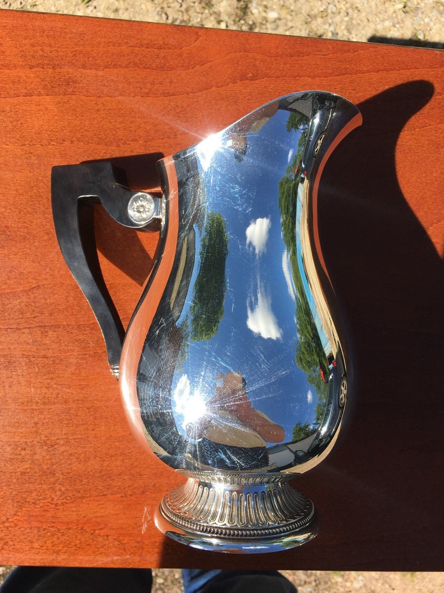 Cristofle Water Pitcher Or Carafe In Silver-plated Metal, Very Good Condition-photo-3