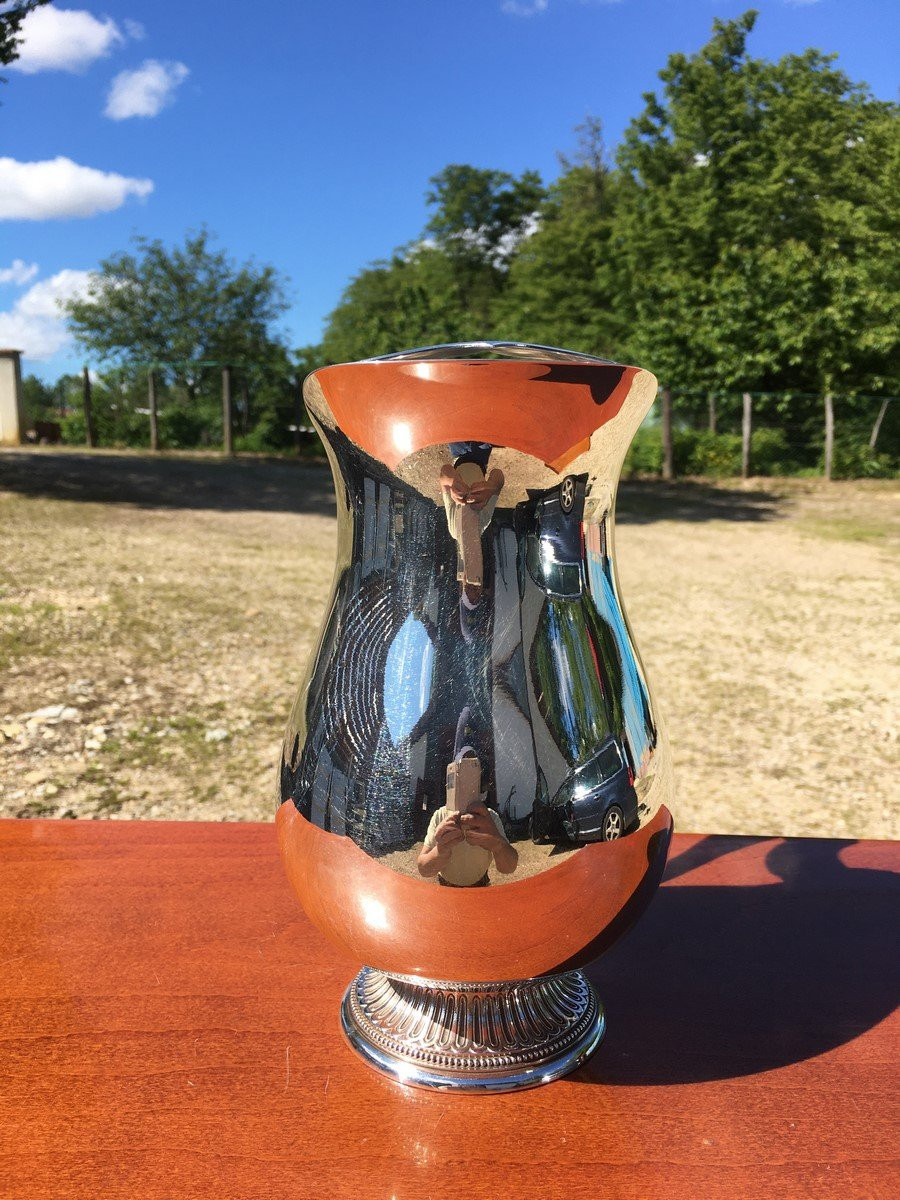Cristofle Water Pitcher Or Carafe In Silver-plated Metal, Very Good Condition-photo-1