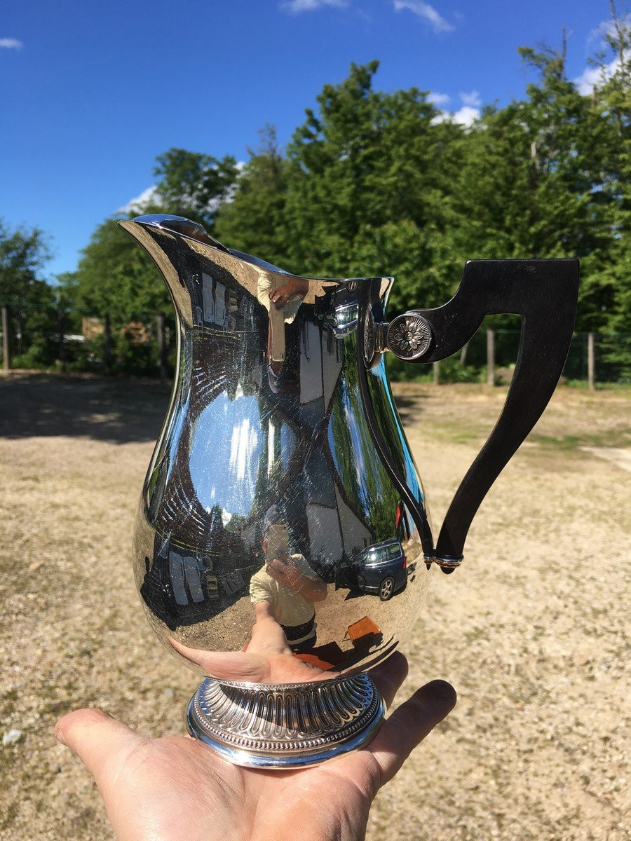 Cristofle Water Pitcher Or Carafe In Silver-plated Metal, Very Good Condition-photo-6