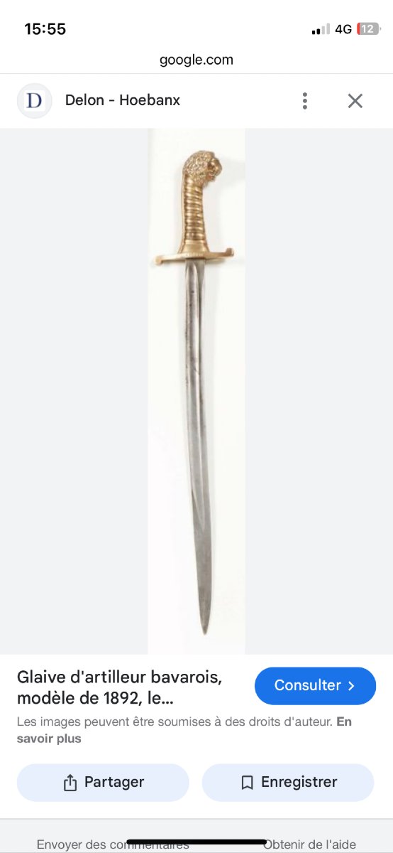 Glaive d'artilleur Bavarois -photo-8
