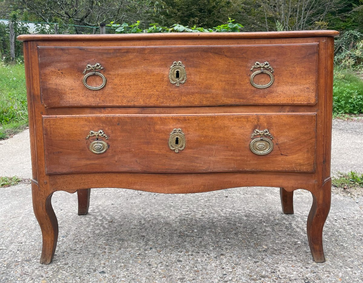 Louis XV Chest Of Drawers In Solid Walnut-photo-4