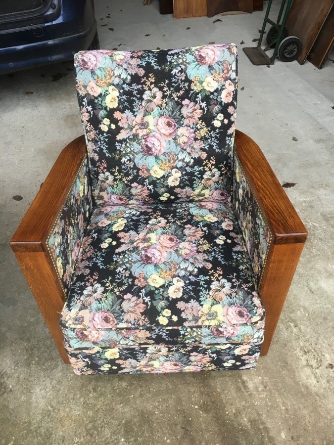 2 Art Deco Armchairs In Wood And Fabric-photo-3