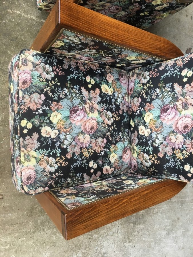 2 Art Deco Armchairs In Wood And Fabric-photo-6