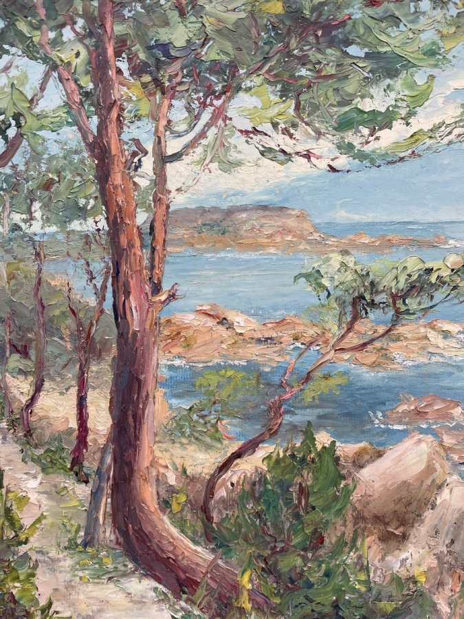 Oil Painting By L Meunier "the Sea" 104 X 69cm-photo-1
