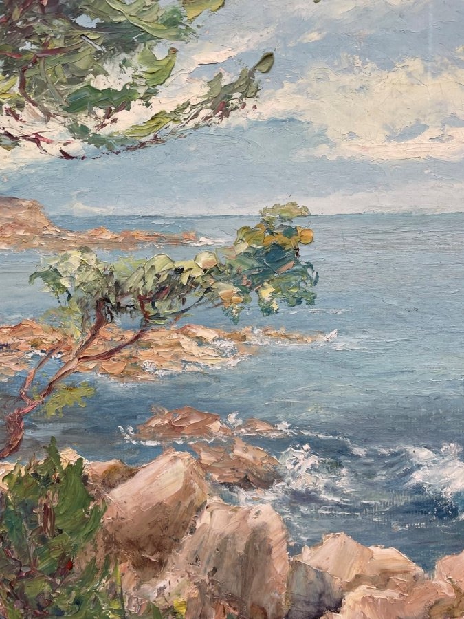 Oil Painting By L Meunier "the Sea" 104 X 69cm-photo-2