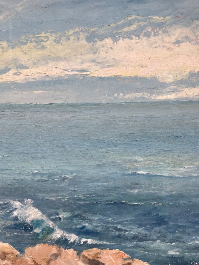 Oil Painting By L Meunier "the Sea" 104 X 69cm-photo-3