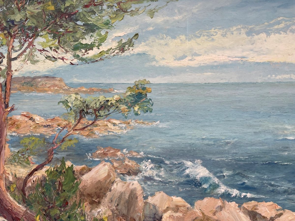 Oil Painting By L Meunier "the Sea" 104 X 69cm-photo-4