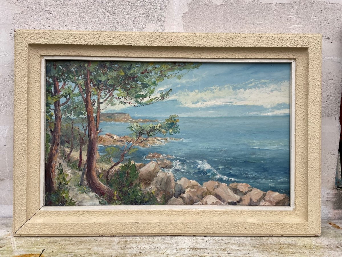 Oil Painting By L Meunier "the Sea" 104 X 69cm-photo-5