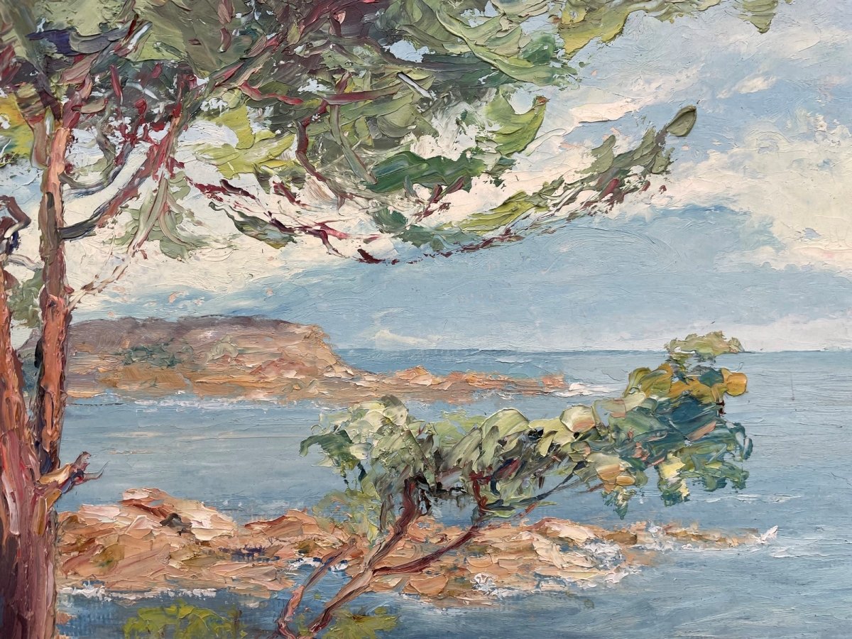 Oil Painting By L Meunier "the Sea" 104 X 69cm-photo-8