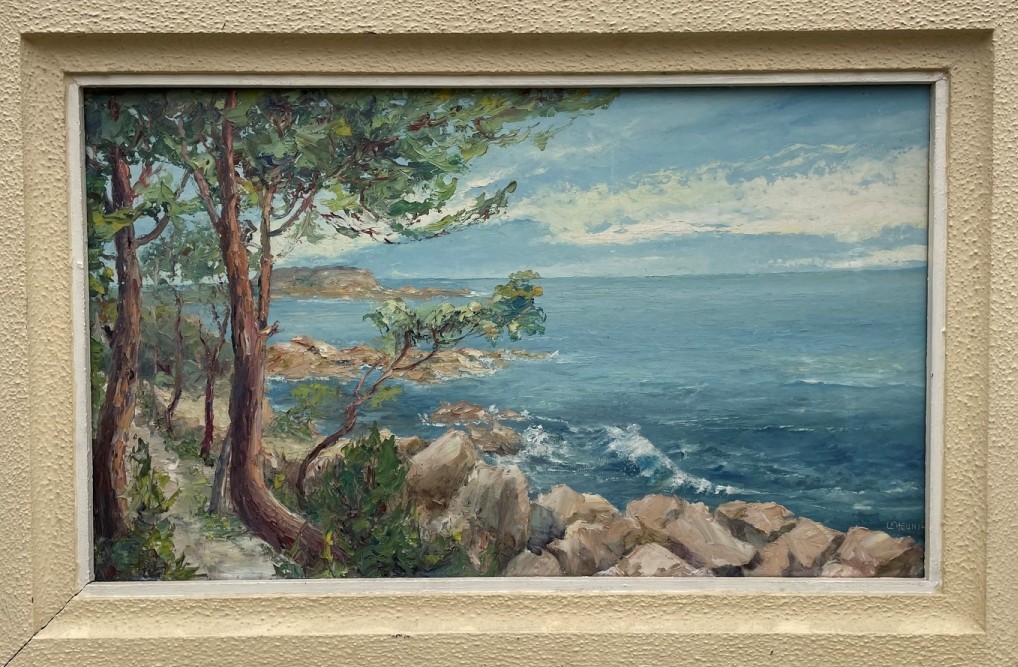 Oil Painting By L Meunier "the Sea" 104 X 69cm