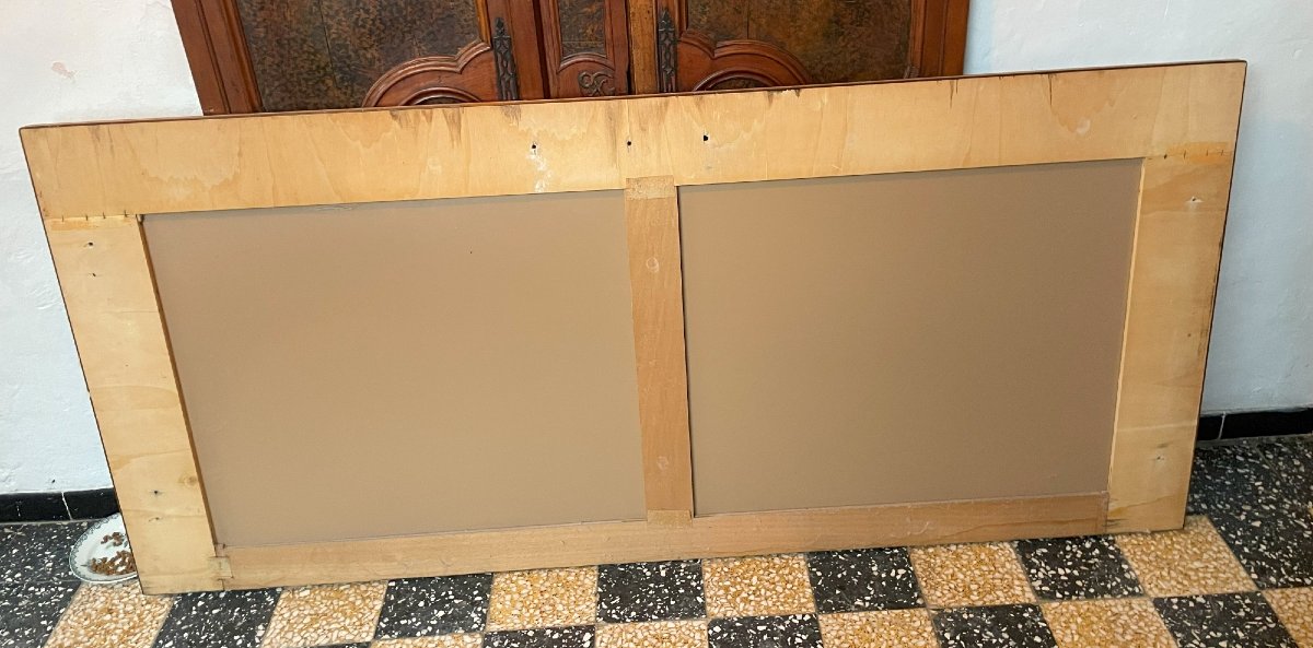 Grand Miroir 1950-60 et son cadre en bois 200x90cm-photo-4
