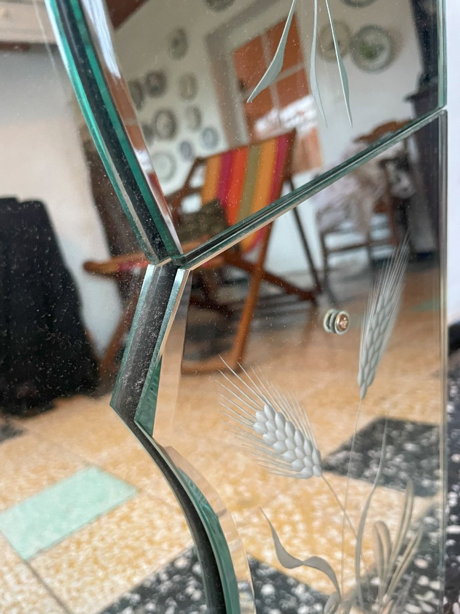Grand Miroir 1950-60 et son cadre en bois 200x90cm-photo-6