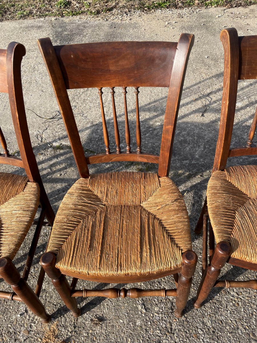 5 Chaises de campagne paillées .-photo-2