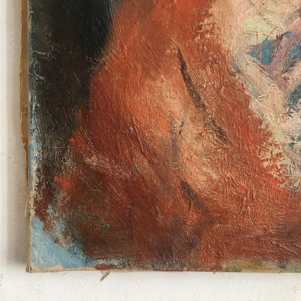 Painting By Agostini _ Oil On Canvas "the Little Girl In Red" -photo-4