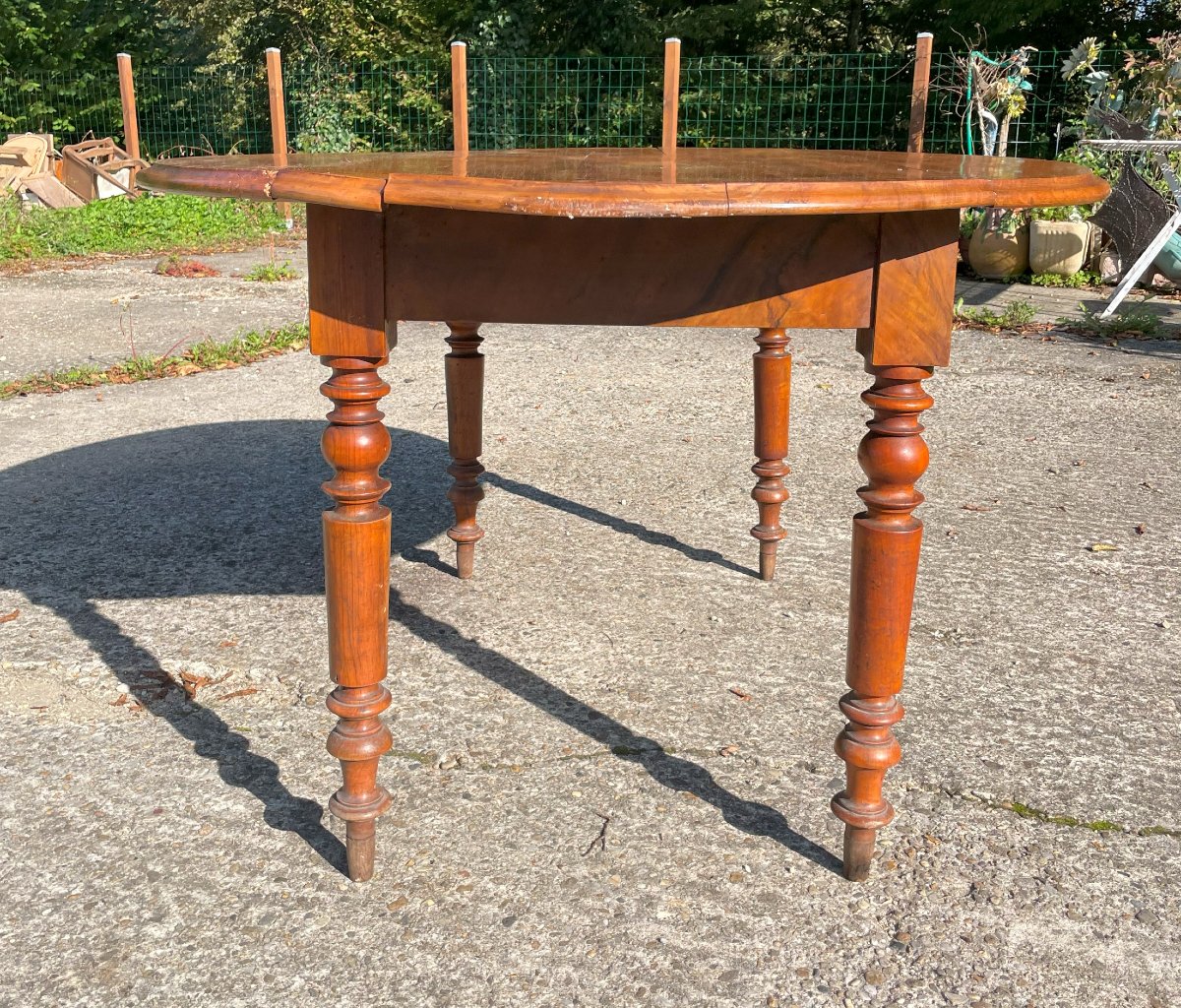 Table Louis Philippe Ovale à volets en noyer massif -photo-8