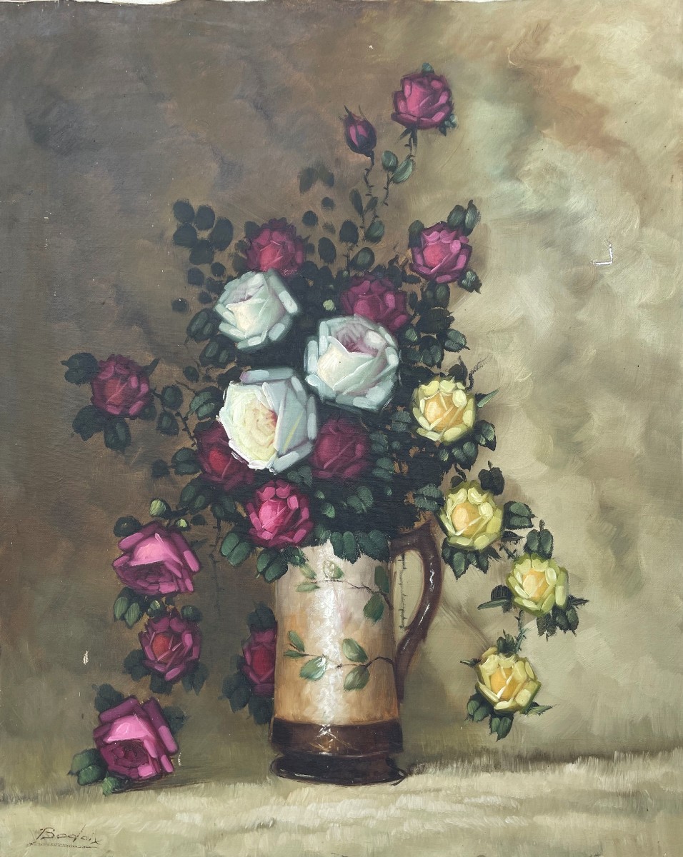 Le Bouquet de fleurs - Tableau huile sur toile signé 