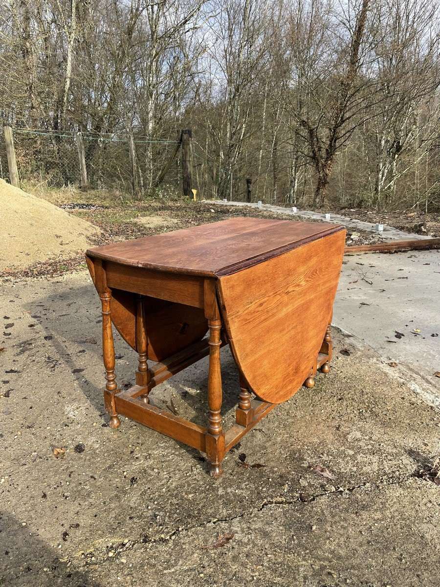 Burgundy Oak Drop-leaf Winegrower's Tables For 6 People-photo-2