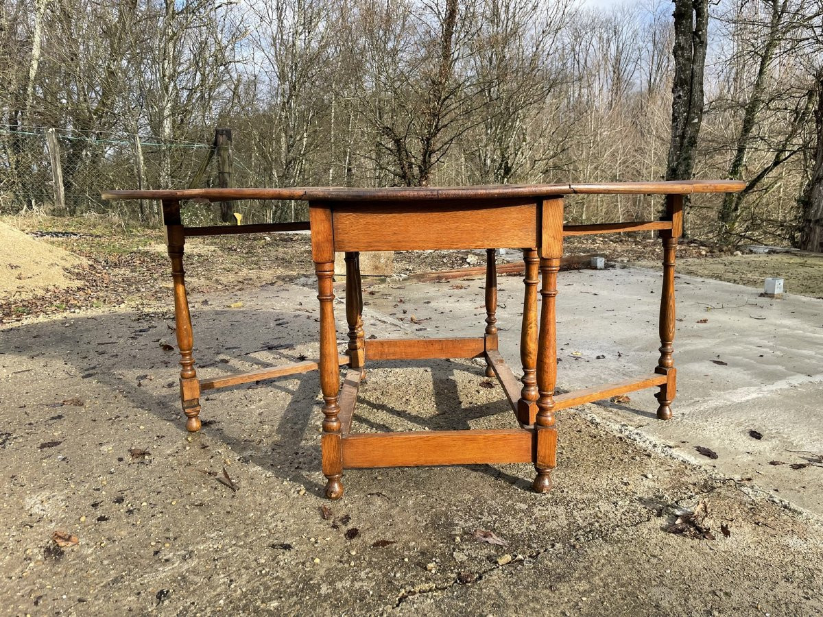 Burgundy Oak Drop-leaf Winegrower's Tables For 6 People-photo-3