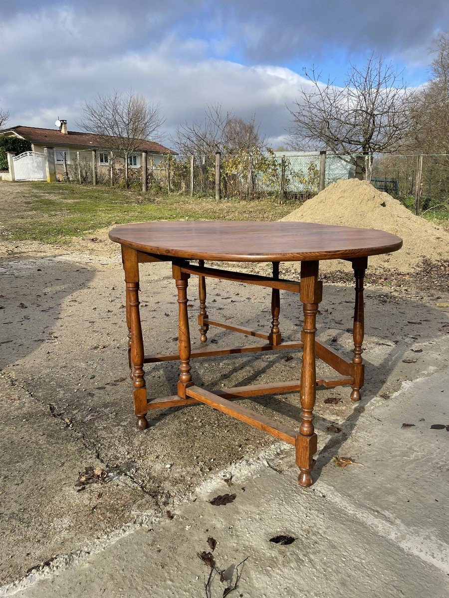 Burgundy Oak Drop-leaf Winegrower's Tables For 6 People-photo-3