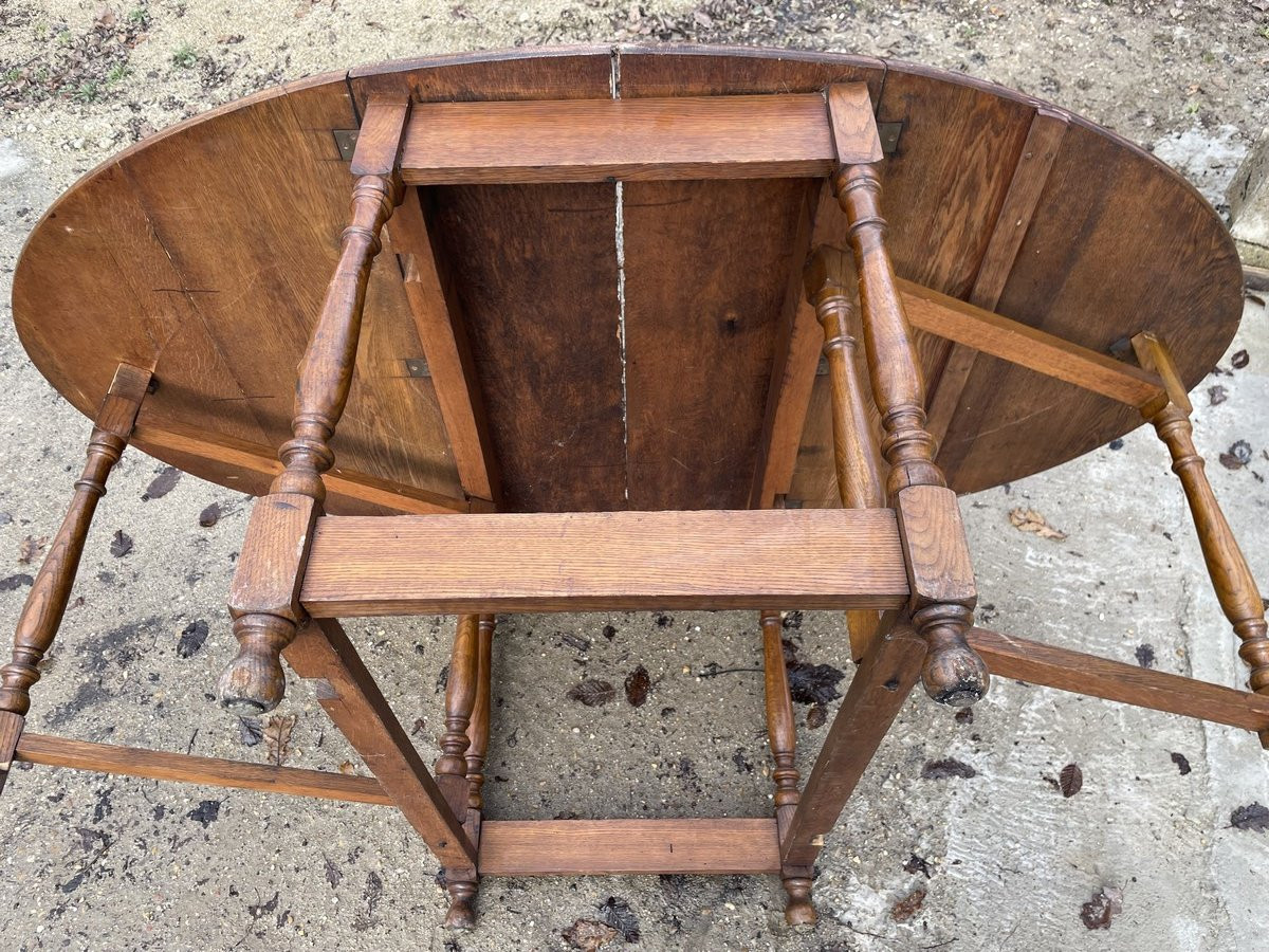 Burgundy Oak Drop-leaf Winegrower's Tables For 6 People-photo-8