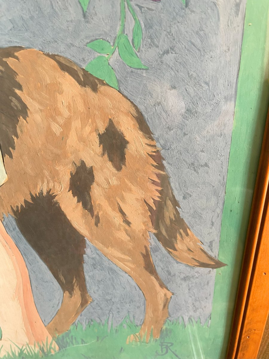 Painting By J. Reculon "young Girl And The Dog"-photo-7