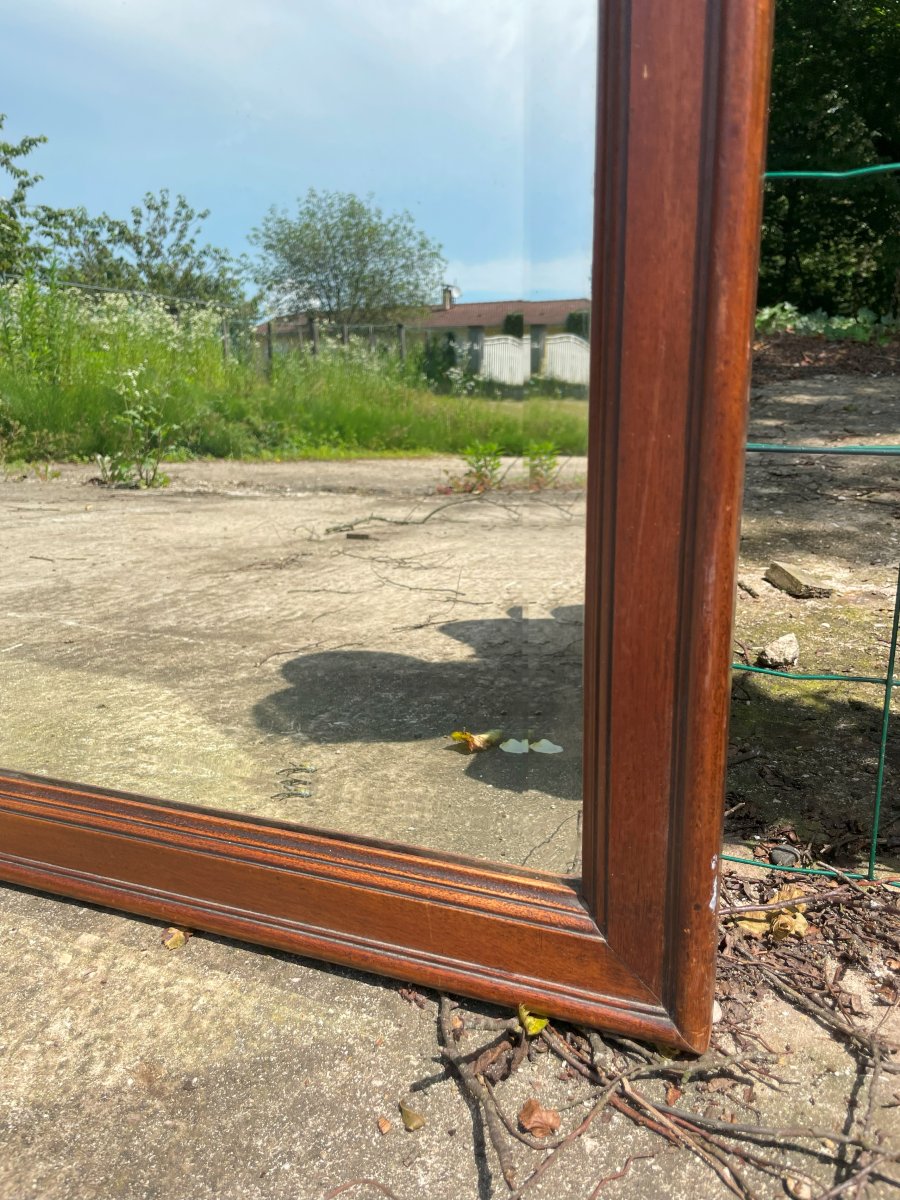 Grand Miroir biseauté et cadre en bon état et  en noyer -photo-5