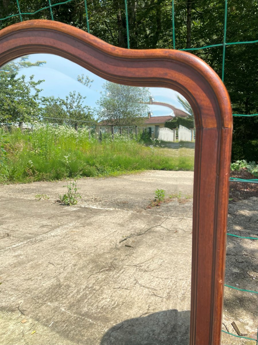 Grand Miroir biseauté et cadre en bon état et  en noyer -photo-6