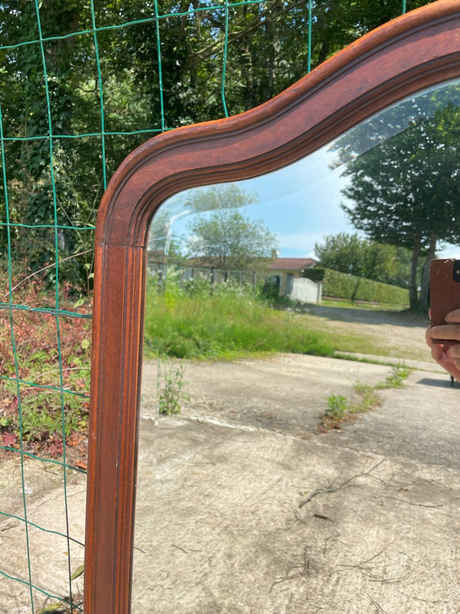 Grand Miroir biseauté et cadre en bon état et  en noyer -photo-7