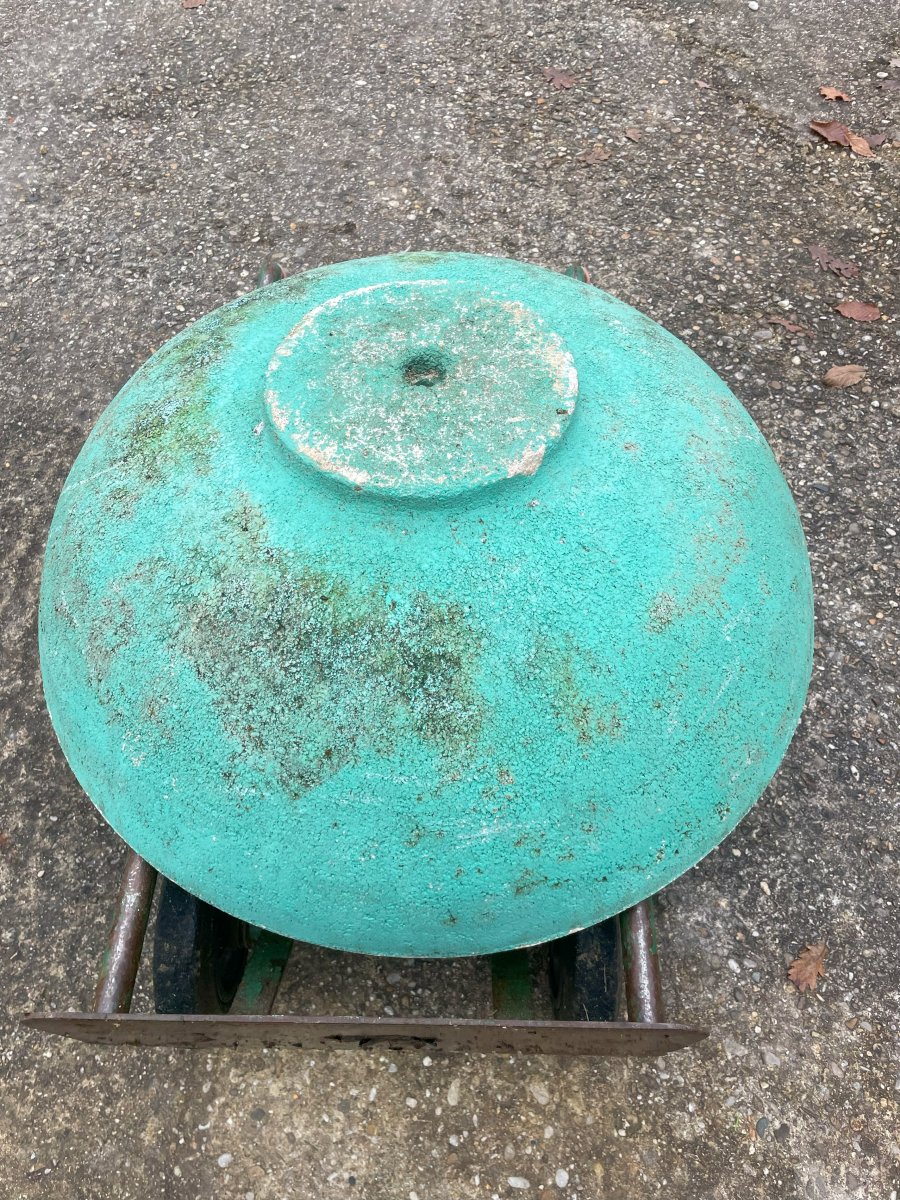 2 pots de fleurs / 2 Jardinières ronde en ciment composite vintage 1950-60-photo-1