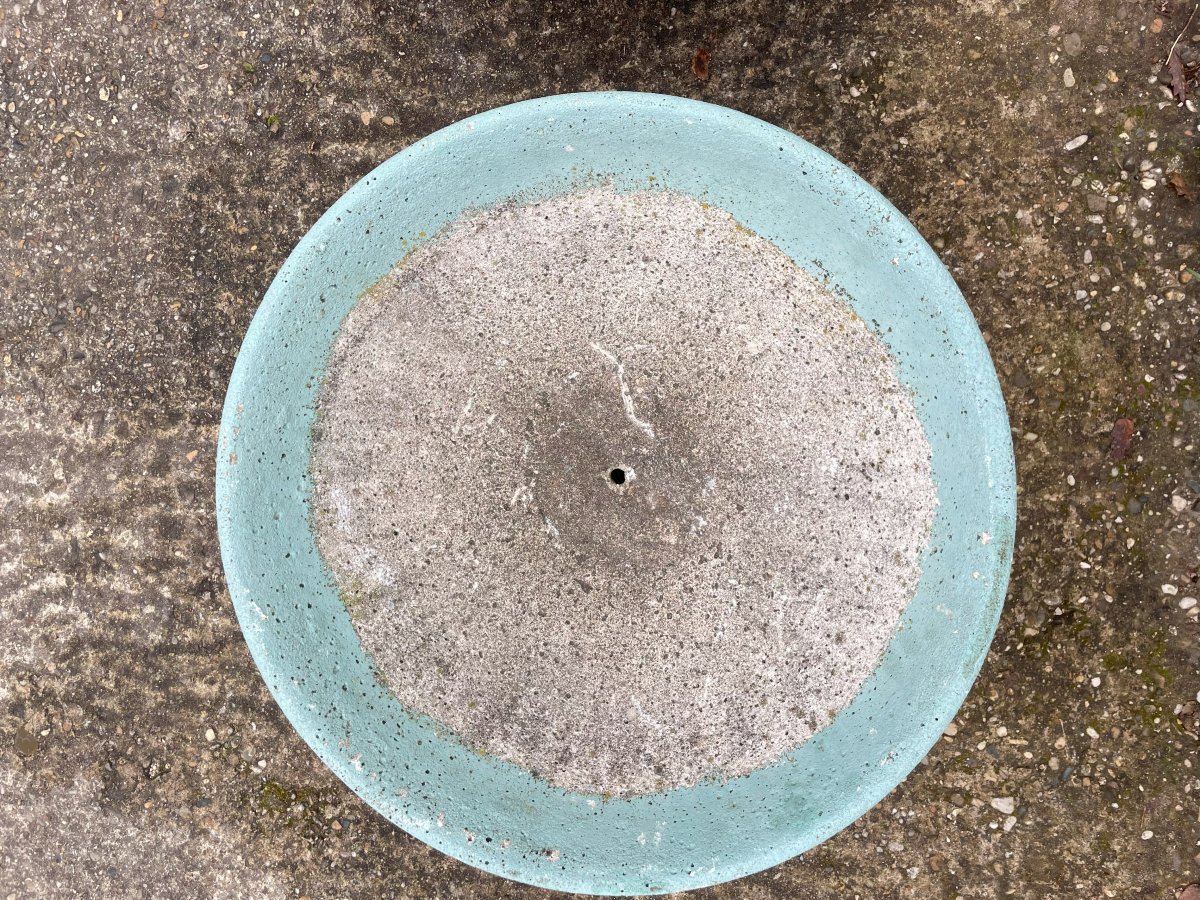 2 pots de fleurs / 2 Jardinières ronde en ciment composite vintage 1950-60-photo-6