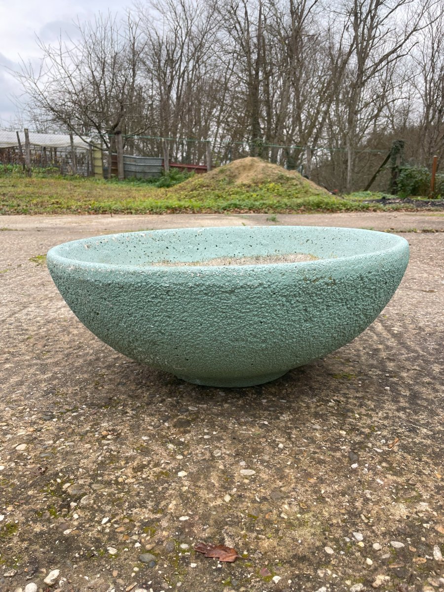 2 pots de fleurs / 2 Jardinières ronde en ciment composite vintage 1950-60-photo-8