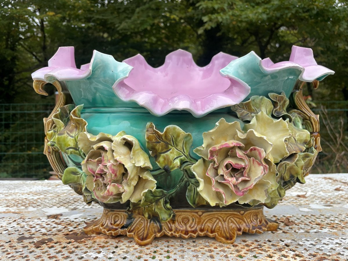2 Vases et 1 Jardinière en barbotine -photo-4