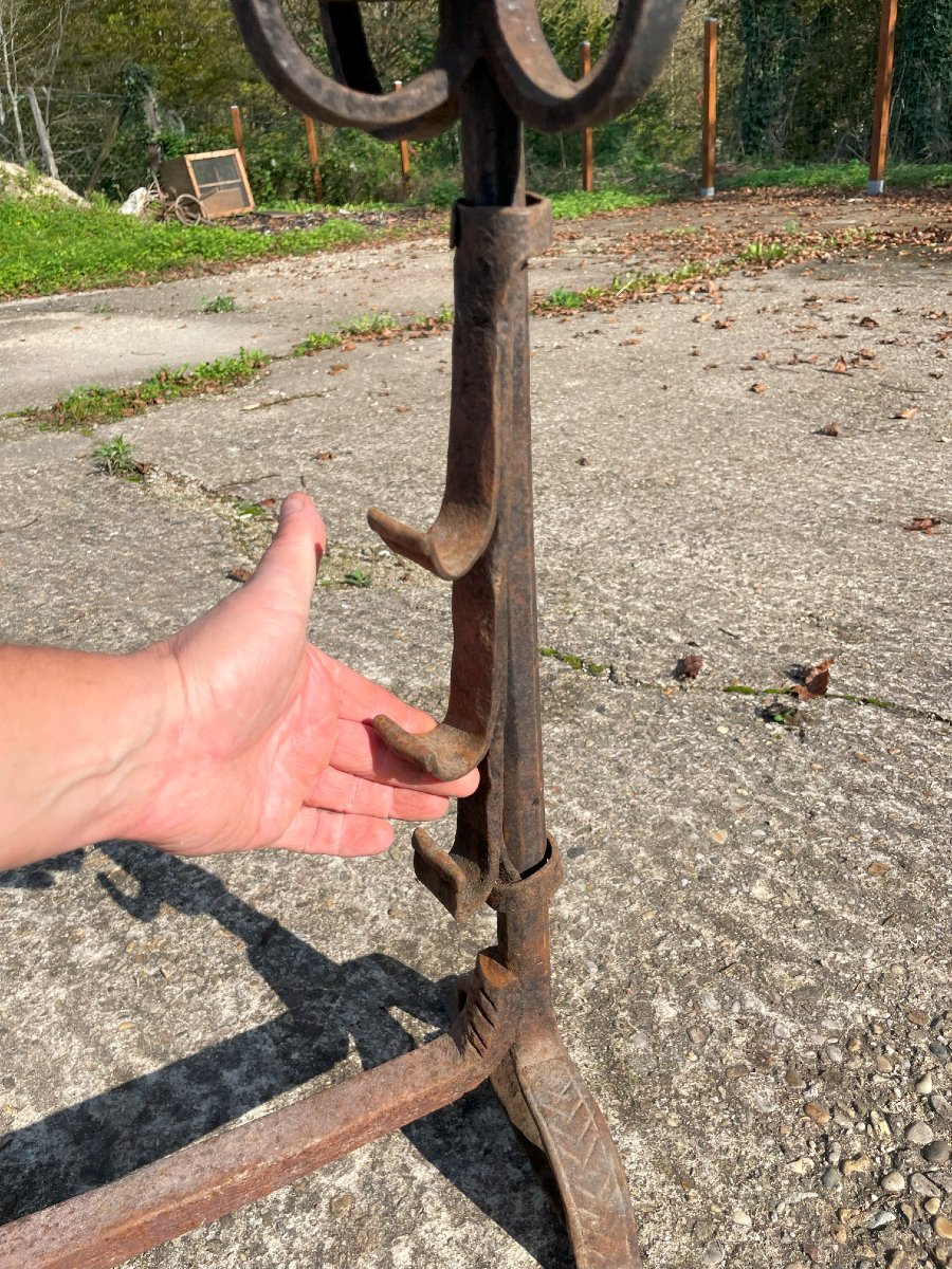 2 Very Old Wrought Iron Andirons From The 19th Century-photo-5