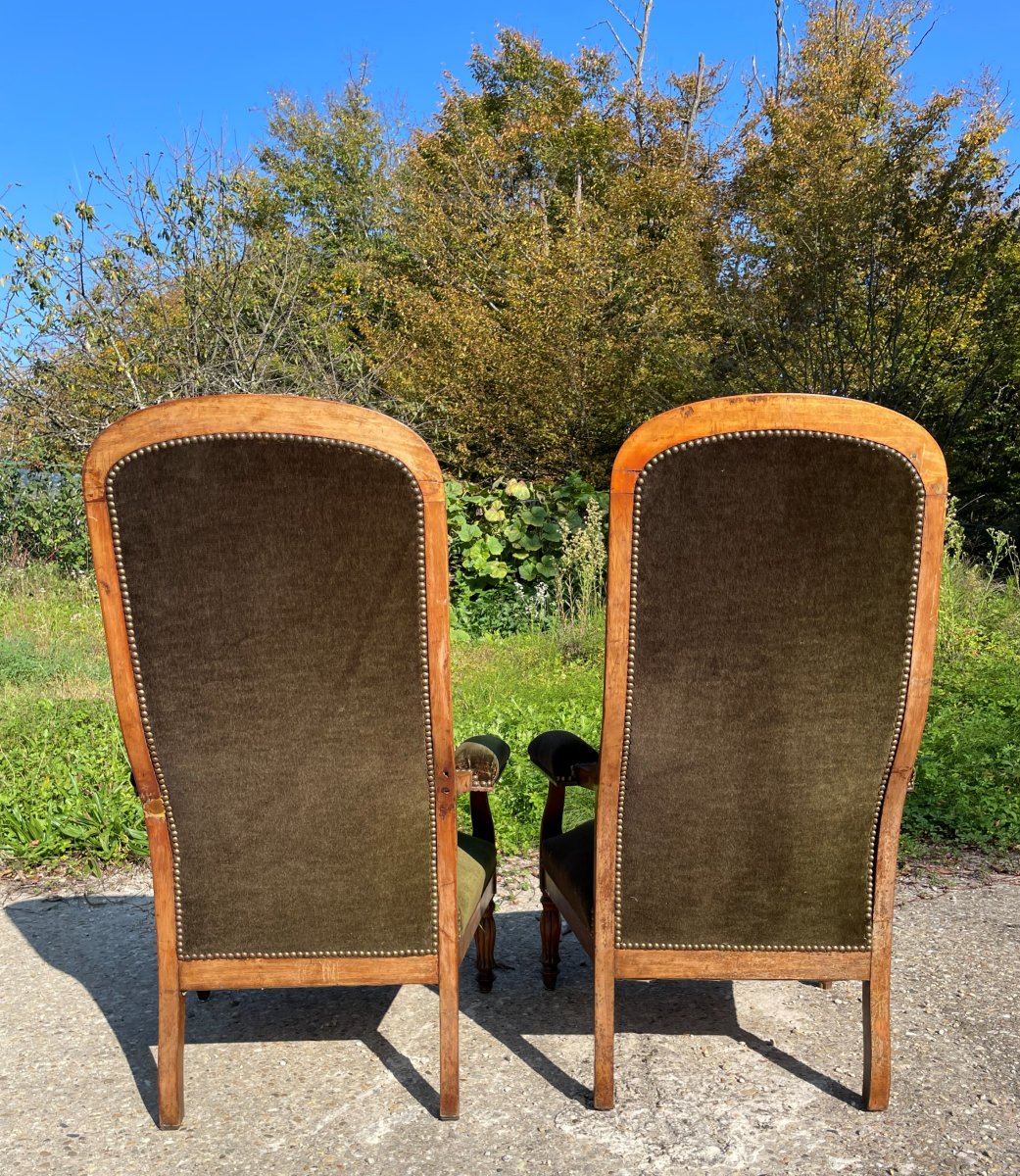 2 19th Century Voltaire Armchairs With Straight Backs-photo-3