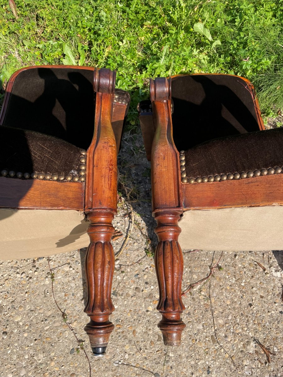 2 19th Century Voltaire Armchairs With Straight Backs-photo-8