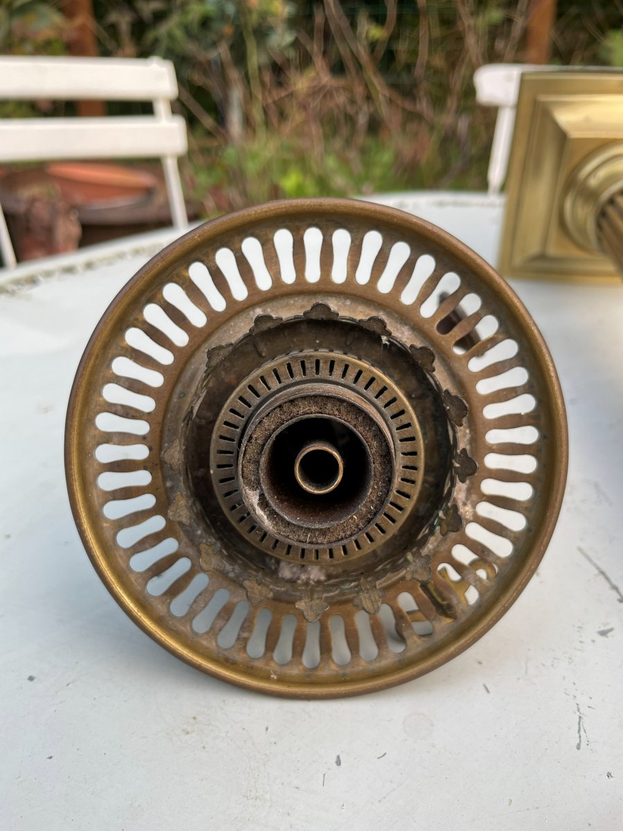 Pied de lampe à pétrole en Bronze du 19ème siècle -photo-3