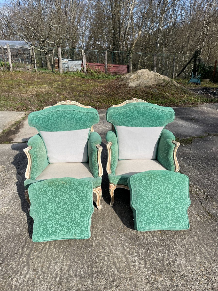 2 Louis XV Style Wooden Armchairs-photo-3