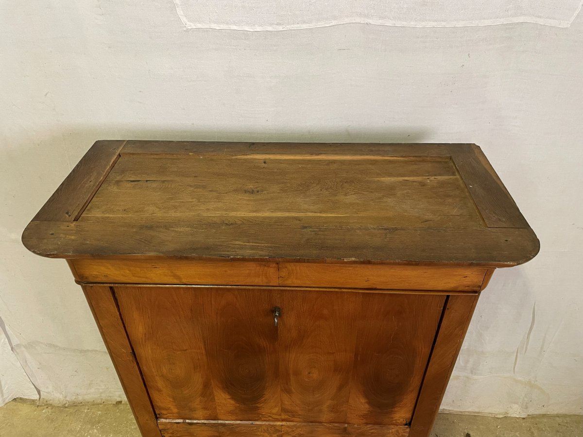 19th Century Louis Philippe Secretary In Solid Walnut And Veneer-photo-3
