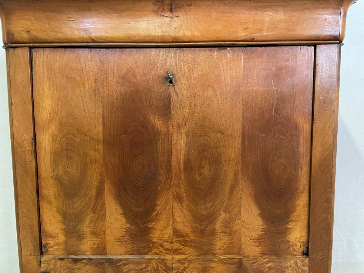 19th Century Louis Philippe Secretary In Solid Walnut And Veneer-photo-5
