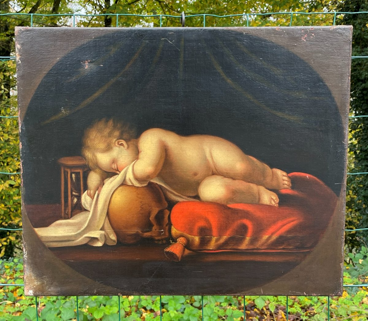 Tableau du 18éme siècle  Allégorie De La Vanité De La Vie à la Mort . -photo-3