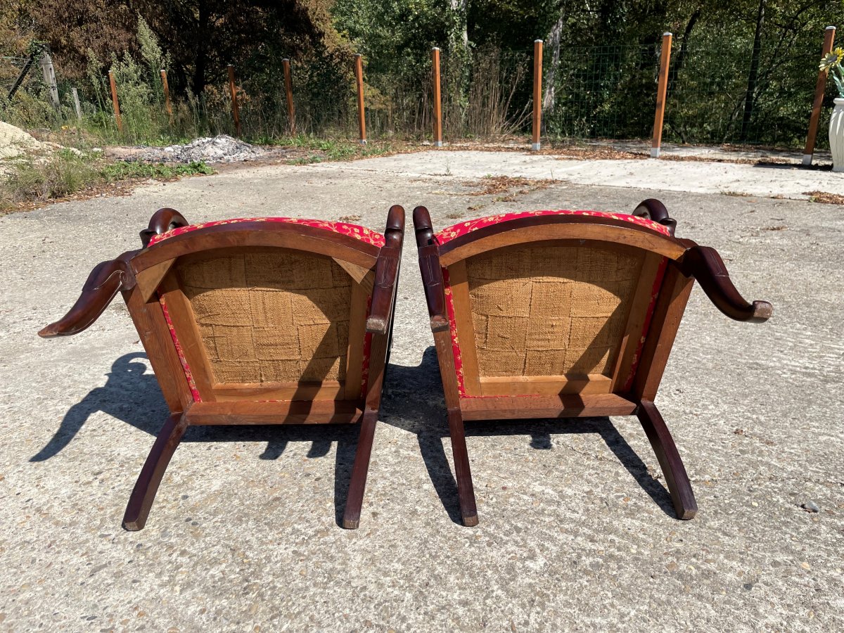 2 Fauteuils à crosses début 19ème siècle-photo-3