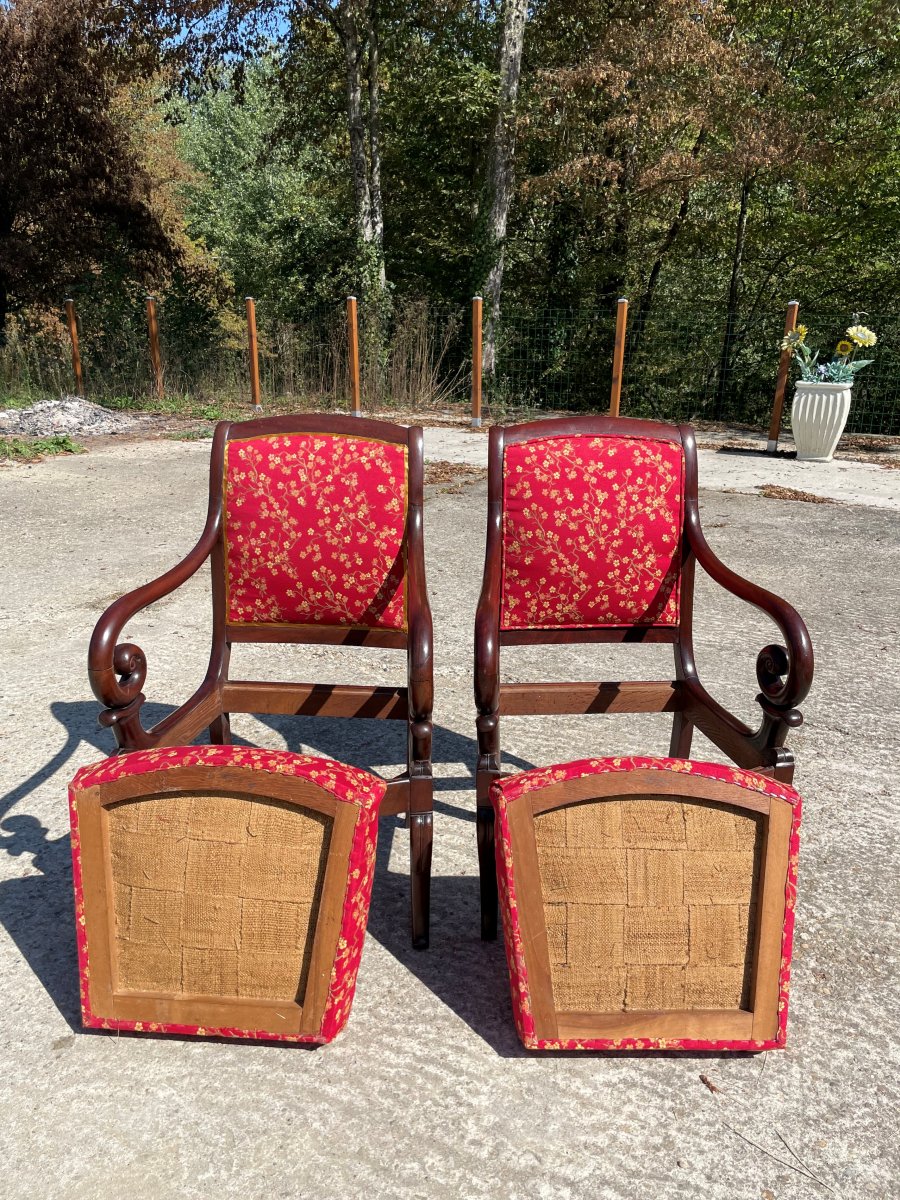 2 Fauteuils à crosses début 19ème siècle-photo-4